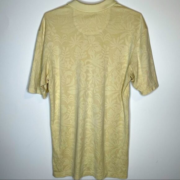 Medium Tommy Bahama Cotton Blend Yellow on Yellow Print SS Polo - Picture 3 of 4